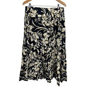 Jones NY Maxi Skirt Womens Size 10 Floral Tiered Cotton Flowy Tropical Flowy